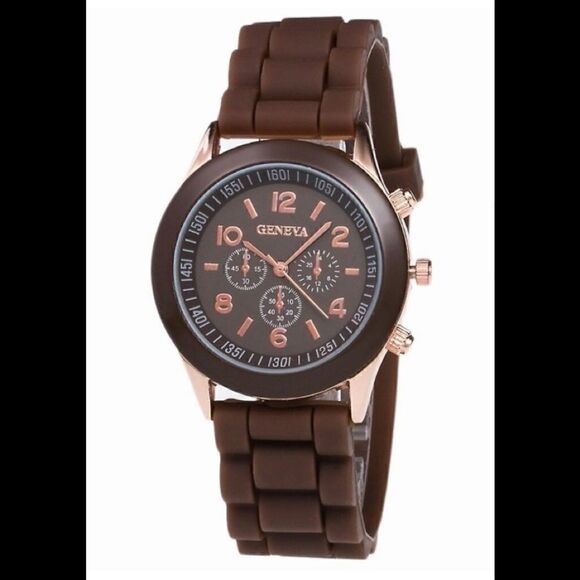 🌺Geneva Analog Silicone unisex Sport Wristwatch Orange Water Resistant - Picture 5 of 7